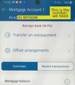 barclays number mortgage account